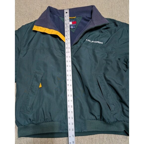 Vintage Tommy Hilfiger Windbreaker Jacket Large Green Yellow Fleece - Picture 5 of 16